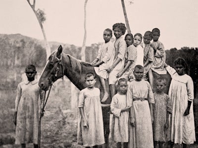Aboriginies at Momomona Mission, 1914. Courtesy State Library of Queensland and Community at Momamona.