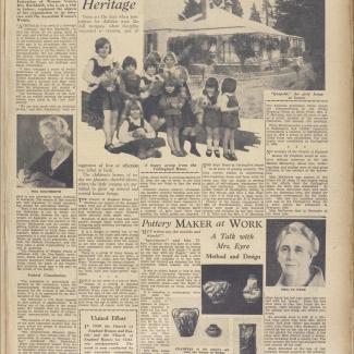 An image of a magazine article published in nineteen thirtythree. The article is titled: Where Children Receive Their Natural Heritage. The article has a photograph of a group of young children holding stuffed toys.